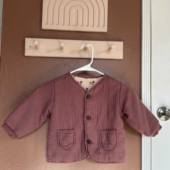 Quincy Mae Plum Quilted V-Neck Button Jacket - Picture 4 of 8